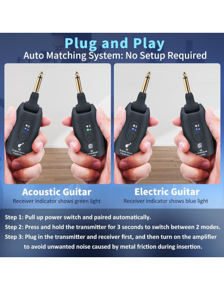 Transmisor y Receptor Inalámbrico de Guitarra A9 Negro 2.4GHz