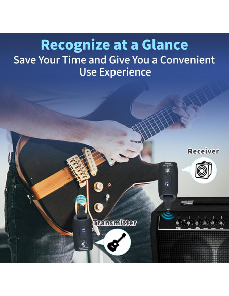 Transmisor y Receptor Inalámbrico de Guitarra A9 Negro 2.4GHz