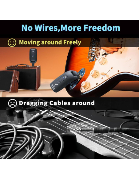 Transmisor y Receptor Inalámbrico de Guitarra A9 Negro 2.4GHz