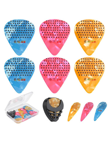 Paquete de 15 púas de guitarra antideslizantes Celuloide 0.46-0.96mm