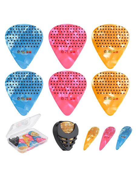 Paquete de 15 púas de guitarra antideslizantes Celuloide 0.46-0.96mm