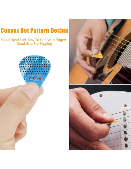 Paquete de 15 púas de guitarra antideslizantes Celuloide 0.46-0.96mm