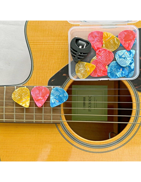 Paquete de 15 púas de guitarra antideslizantes Celuloide 0.46-0.96mm