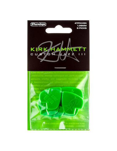 Picos de guitarra Dunlop Kirk Hammett Jazz III - Paquete de 6