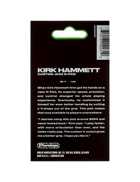 Picos de guitarra Dunlop Kirk Hammett Jazz III - Paquete de 6