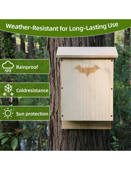 Casa de Murciélagos de Madera Doble Cámara SEEZENGREEN 38.5cm