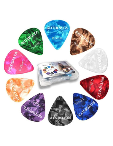 Paquete de 15 Púas de Guitarra Celuloide Multicolor 0.5-1.0mm