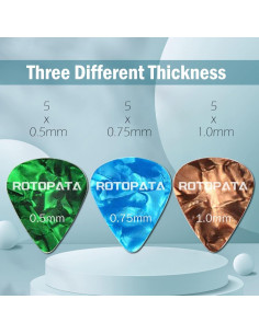 Paquete de 15 Púas de Guitarra Celuloide Multicolor 0.5-1.0mm 2