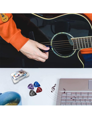 Paquete de 15 Púas de Guitarra Celuloide Multicolor 0.5-1.0mm