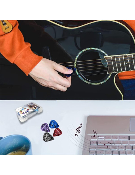 Paquete de 15 Púas de Guitarra Celuloide Multicolor 0.5-1.0mm
