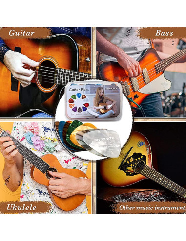 Paquete de 15 Púas de Guitarra Celuloide Multicolor 0.5-1.0mm