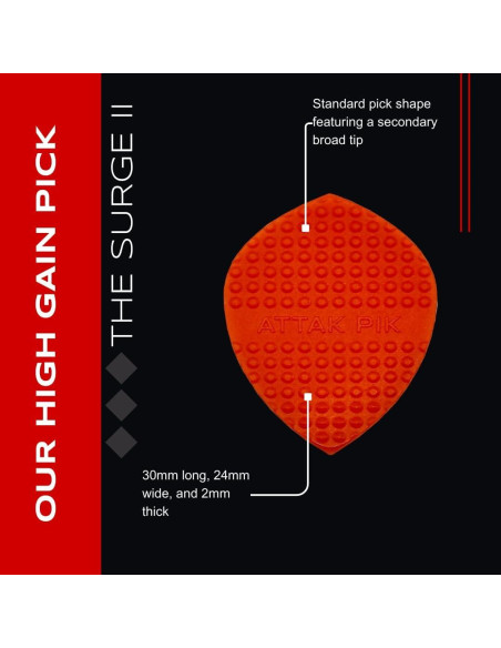 Puas Estructuradas Acoustik Attak SURGE II - 10 Paquete Rojo