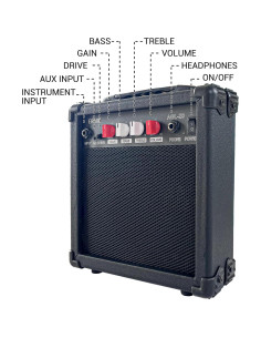 Amplificador de guitarra eléctrica Ermik 20W portátil - Negro 2