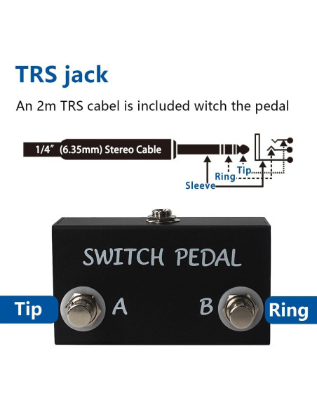 Pedal Interruptor Doble Retención Aslin Dane K11-01 con Cable TRS