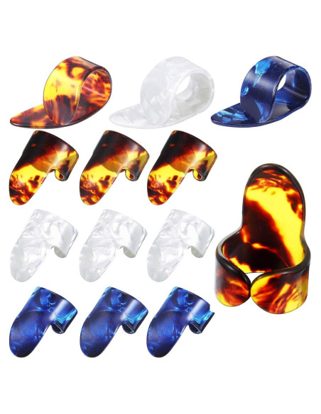 Puas de Pulgar Planas Celuloide 12 Piezas con Caja