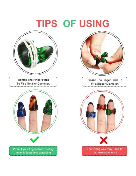 Puas de Pulgar Planas Celuloide 12 Piezas con Caja