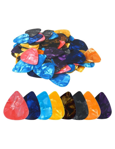 Paquete de 100 Púas de Guitarra Medianas 0.71mm Multicolor