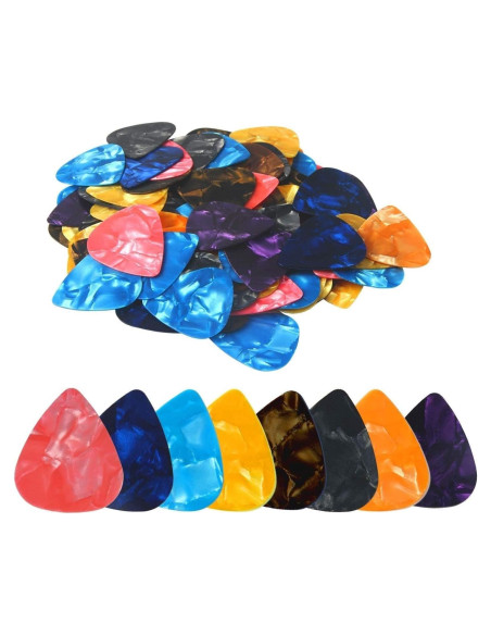 Paquete de 100 Púas de Guitarra Medianas 0.71mm Multicolor