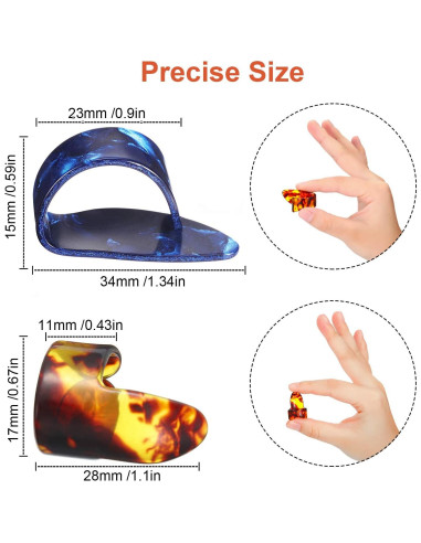 Puas de Pulgar Planas Celuloide 12 Piezas con Caja