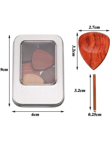 Set de 10 Púas de Guitarra de Madera Exótica Yeshone
