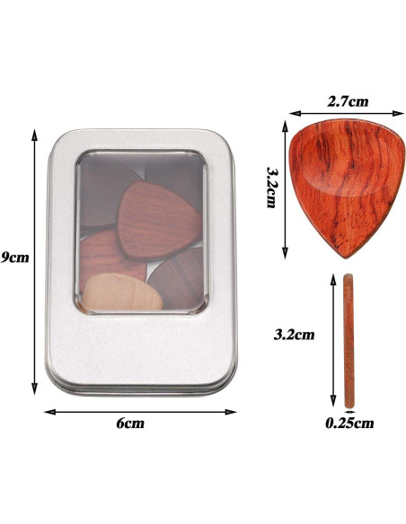 Set de 10 Púas de Guitarra de Madera Exótica Yeshone