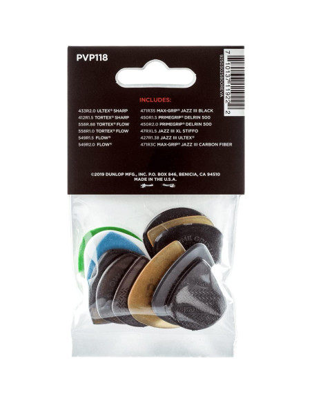 Púas de Guitarra Jim Dunlop PVP118 - Variedad Shred 12 Piezas