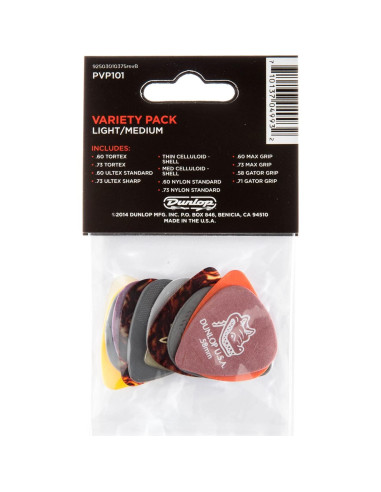 Púas de guitarra Dunlop PVP101 - Paquete variedad 12 unidades