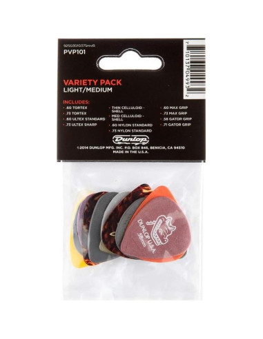 Púas de guitarra Dunlop PVP101 - Paquete variedad 12 unidades