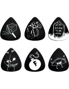 Juego de 10 Púas de Guitarra Divertidas con Estuche Metal 2