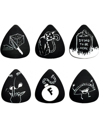 Juego de 10 Púas de Guitarra Divertidas con Estuche Metal