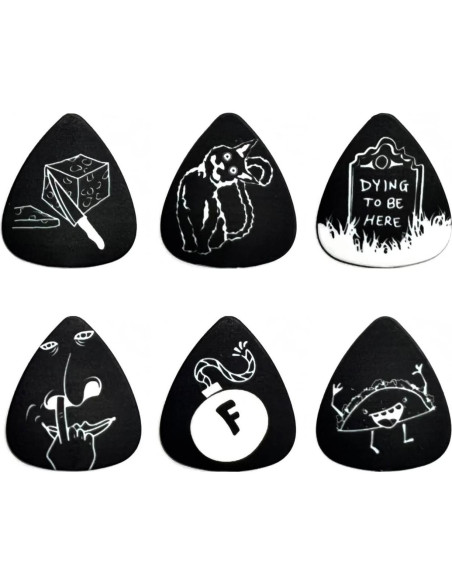 Juego de 10 Púas de Guitarra Divertidas con Estuche Metal