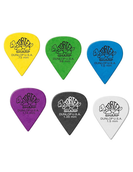 Púas de Guitarra Dunlop Tortex Sharp - Paquete de Variedad 12 Unidades