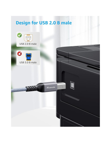 Cable USB C a B 1.83 m Ruaeoda para impresora y escáner