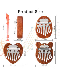 Kalimba Mini de 8 Teclas EASTROCK con Estuche y Colgante 2