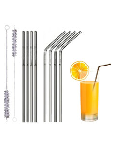 Juego de 10 Pajitas de Metal Reutilizables Shopcasy Plata