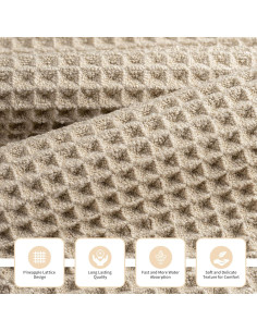 Conjunto de Toallas de Baño Microfibra Beige 3 Piezas 76x152 cm 2