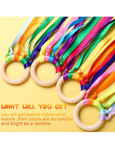 12 Piezas Juguetes de Madera Deekin Cinta Arcoíris Educativos