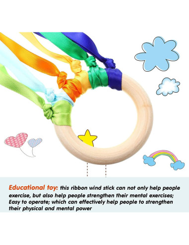 12 Piezas Juguetes de Madera Deekin Cinta Arcoíris Educativos