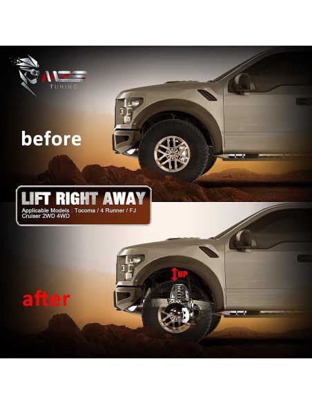 Kit de Elevación Frontal MZS 2" para Tacoma 2005-2023, 4Runner 2003-2024, FJ Cruiser 2007-2015