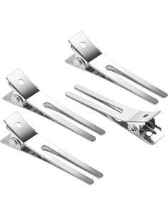 50 Clips de Pelo Doble Prong Metal Qoneyik 45mm Plateados 2