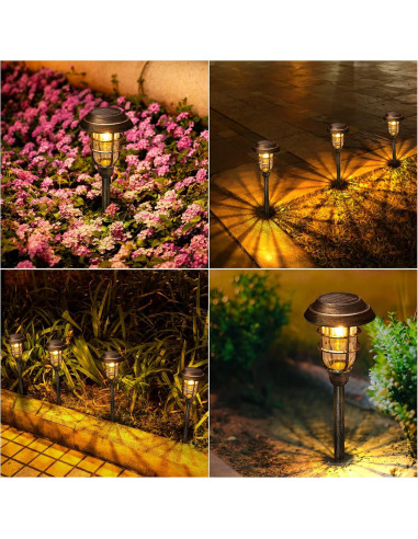Luces Solares LETMY para Exteriores - Paquete de 8 Bronce