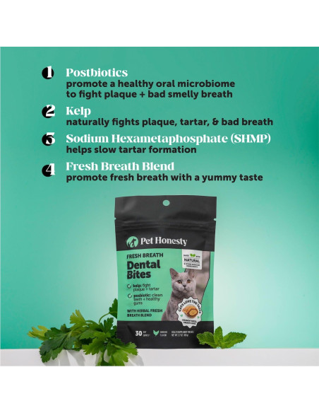Bocados Dentales para Gatos Pet Honesty - 30 Días, Aliento Fresco