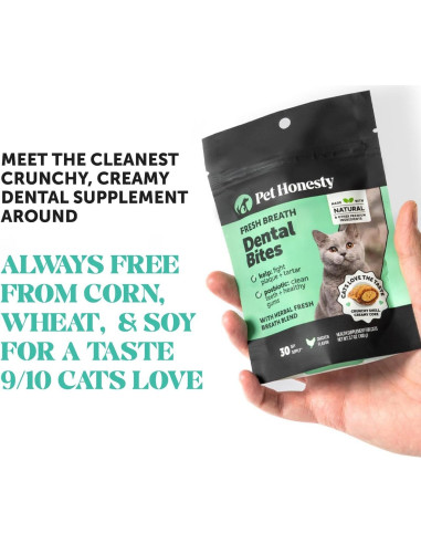 Bocados Dentales para Gatos Pet Honesty - 30 Días, Aliento Fresco