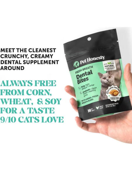 Bocados Dentales para Gatos Pet Honesty - 30 Días, Aliento Fresco