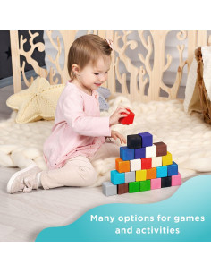 Juguetes Montessori Ulanik - Cubos de Madera 25 pcs 4 cm 2