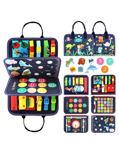 Juguete Montessori Tablero Ocupado Qizfun 44.7x25.4 cm Azul