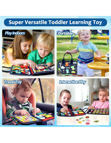 Juguete Montessori Tablero Ocupado Qizfun 44.7x25.4 cm Azul