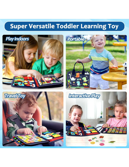 Juguete Montessori Tablero Ocupado Qizfun 44.7x25.4 cm Azul