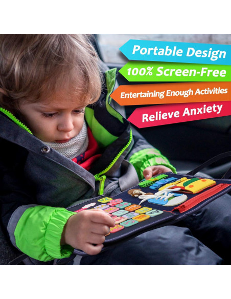 Juguete Montessori Tablero Ocupado Qizfun 44.7x25.4 cm Azul