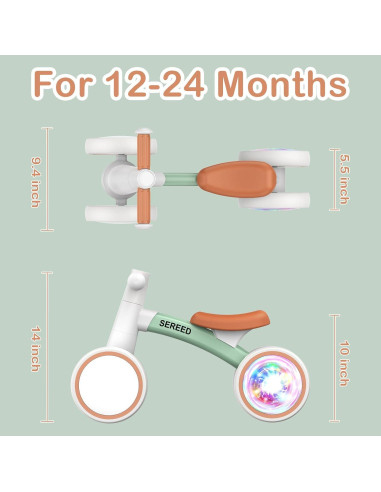 Bicicleta de Equilibrio SEREED Verde para Bebés 12-24 Meses